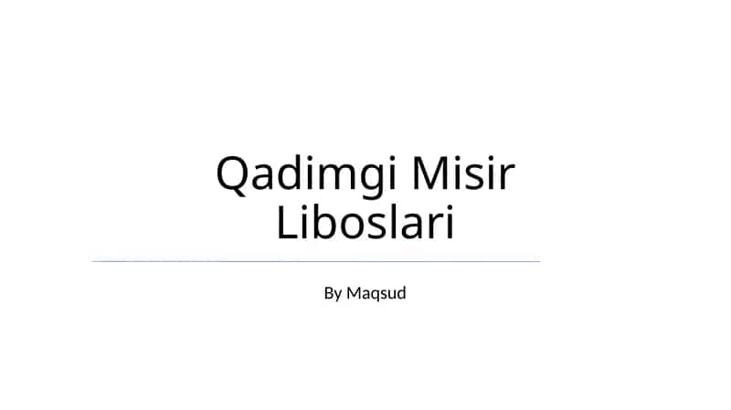 Qadimgi Misir Liboslari 1