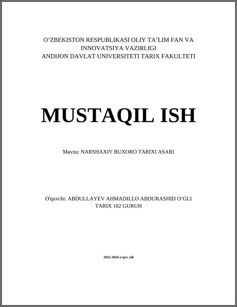 NARSHAXIY BUXORO TARIXI ASARI 1