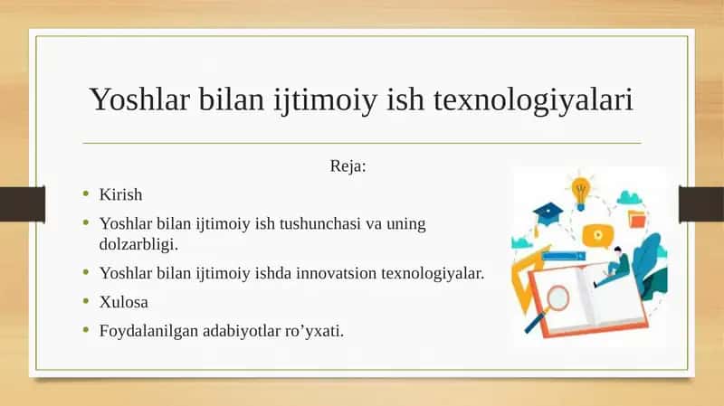Yoshlar bilan ijtimoiy ish texnologiyalari 1