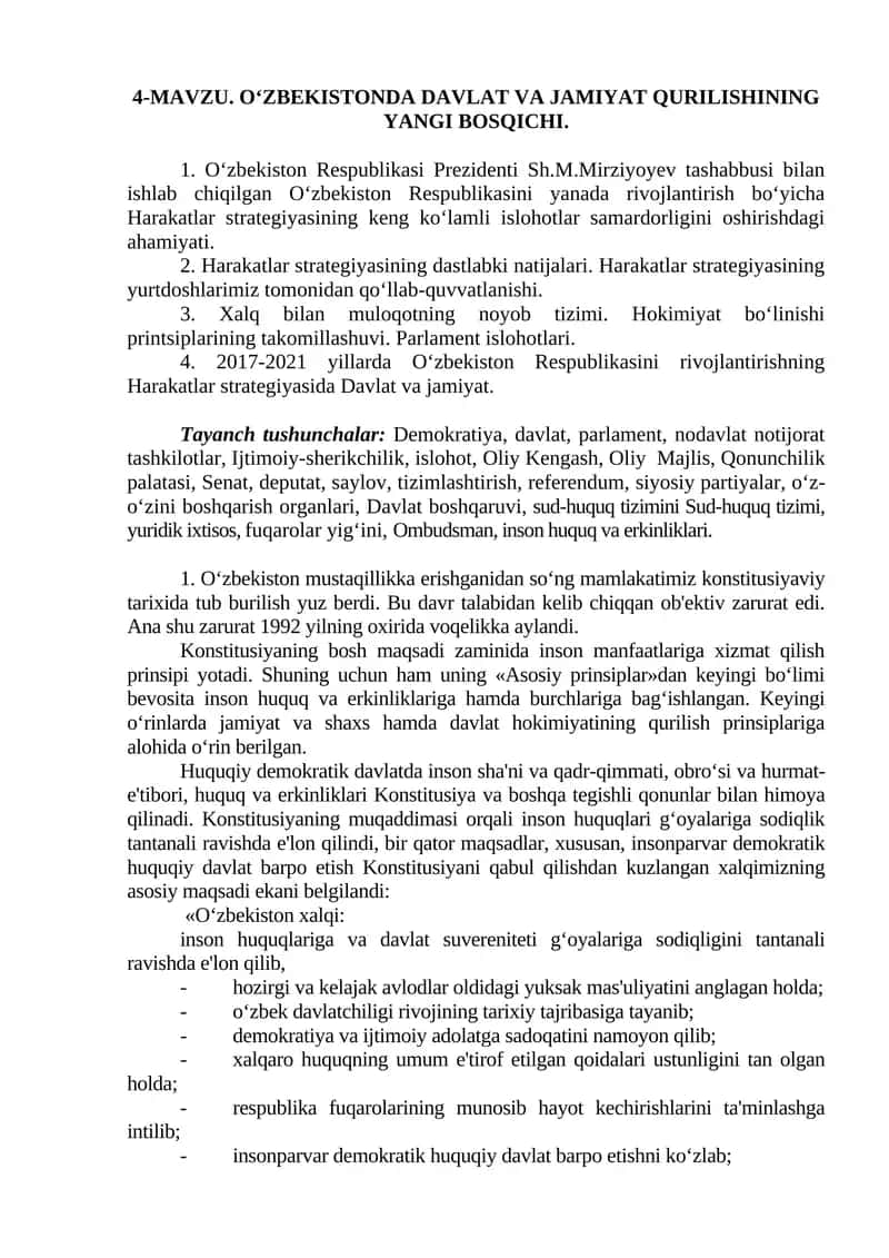 O‘ZBEKISTONDA DAVLAT VA JAMIYAT QURILISHINING YANGI BOSQICHI 1