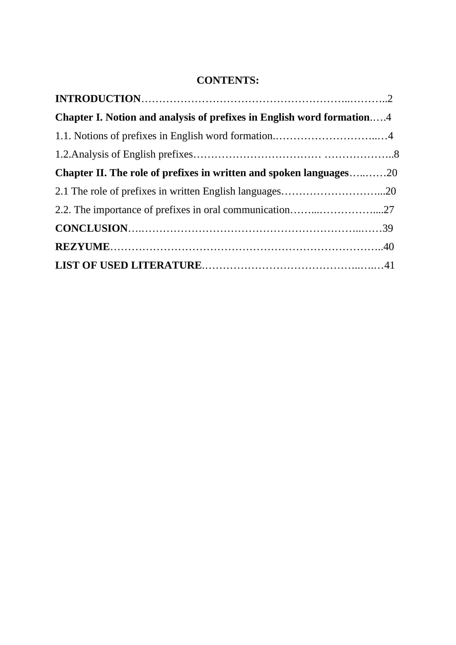 Notions of prefixes in English word formation 1