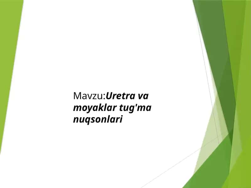 Uretra va moyaklar tug'ma nuqsonlari 1