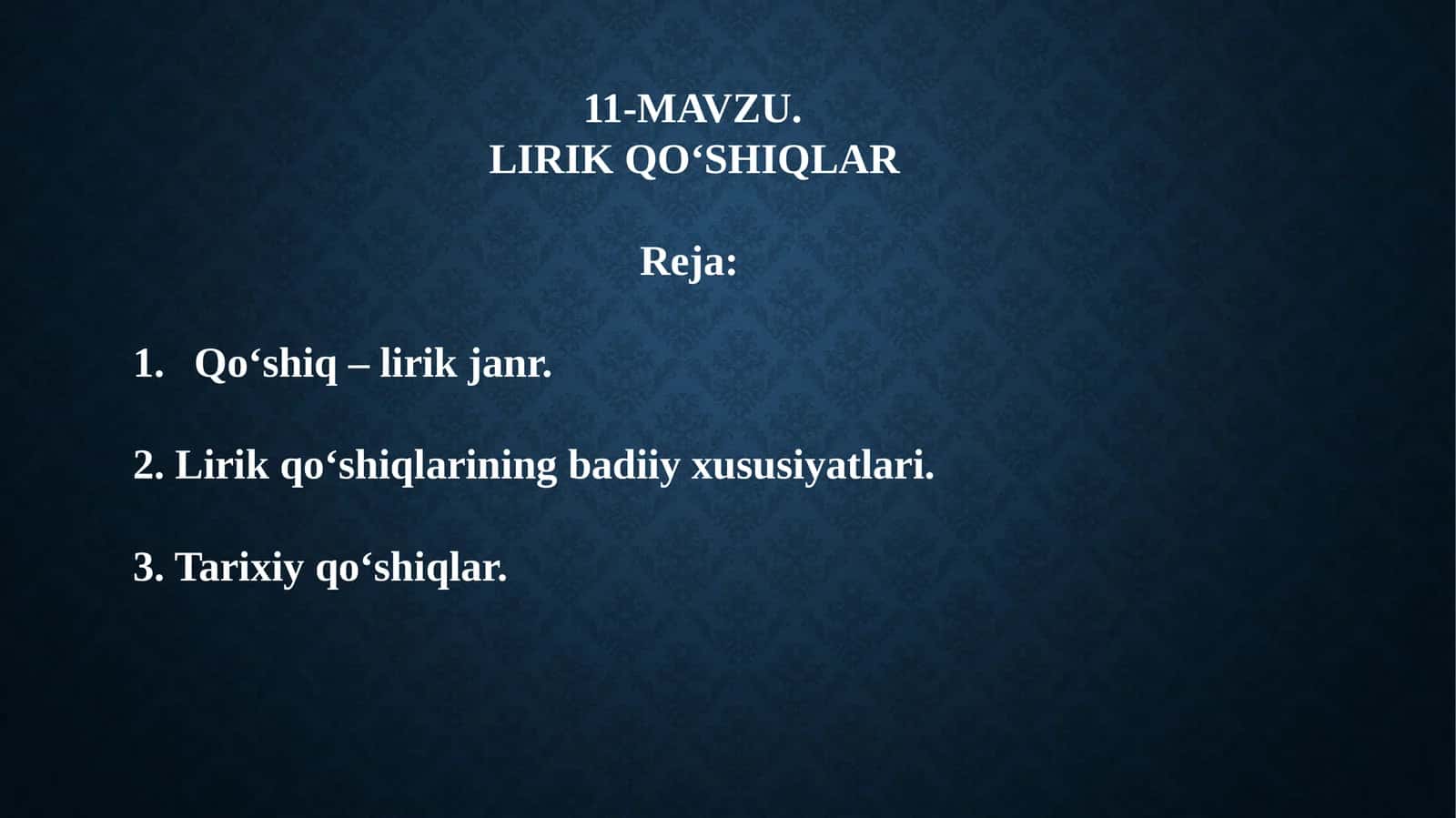 LIRIK QO‘SHIQLAR 1