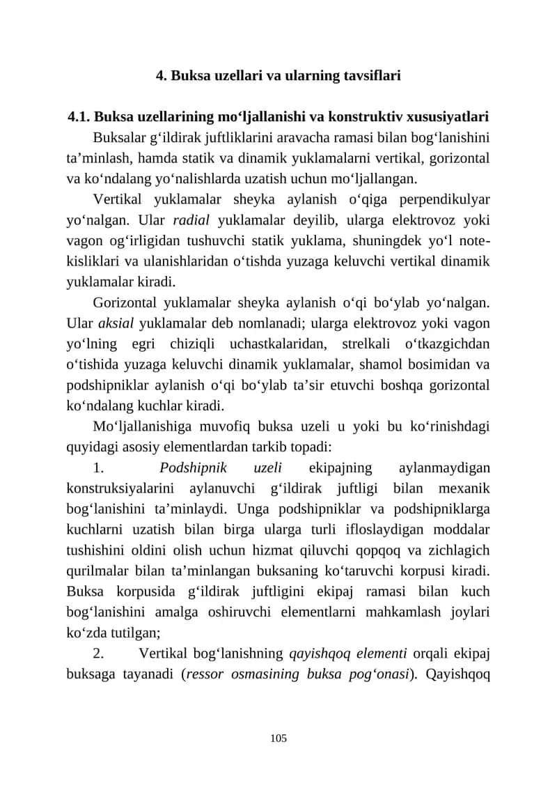 Buksa uzеllari va ularning tavsiflari 1