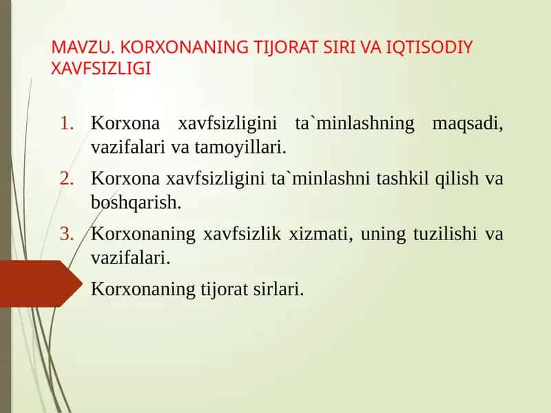 Korxonaning Tijorat Sirlari va Iqtisodiy Xavfsizligi 1