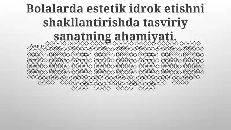 Tasviriy San'at va Sezgilar Rivojlanishi 1