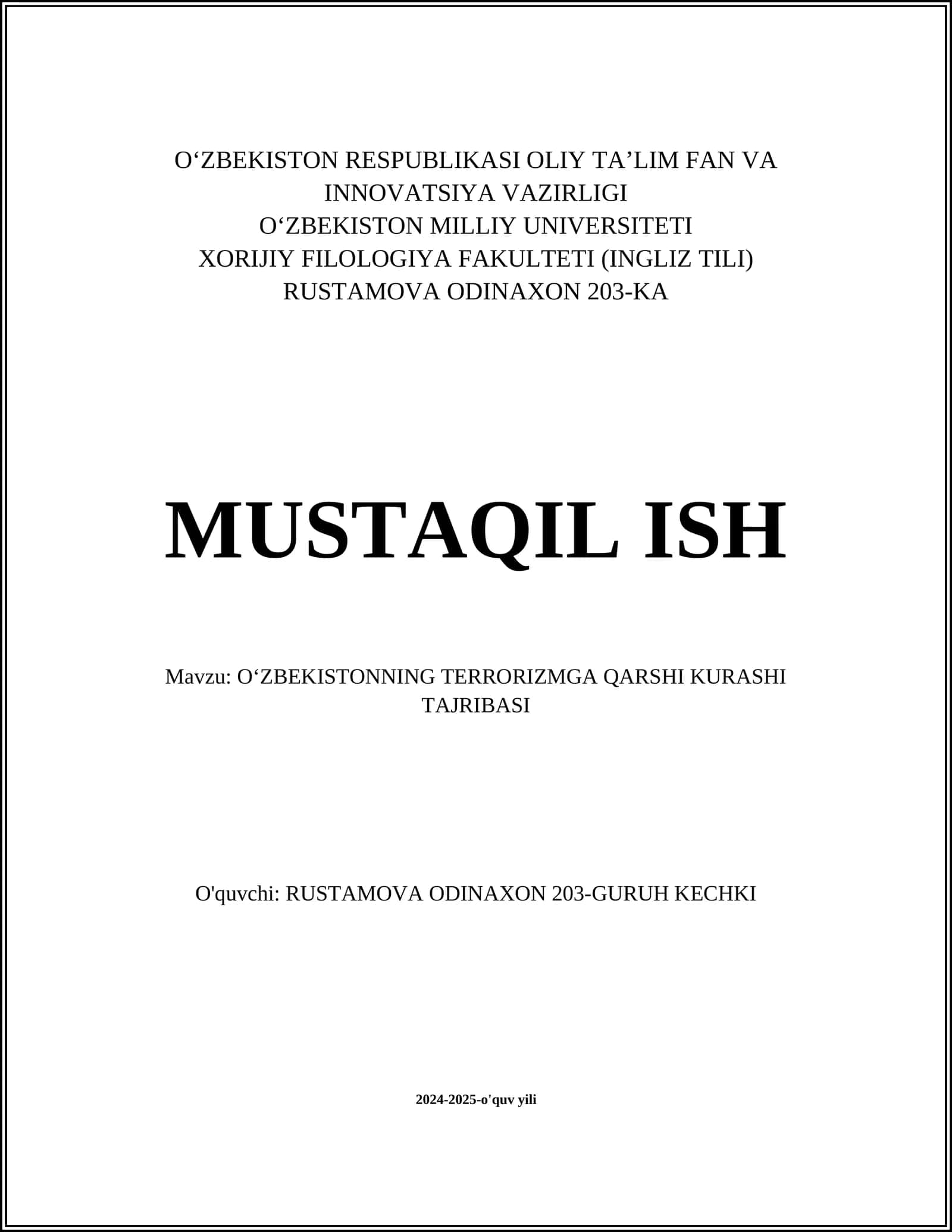 OʻZBEKISTONNING TERRORIZMGA QARSHI KURASHI TAJRIBASI 1