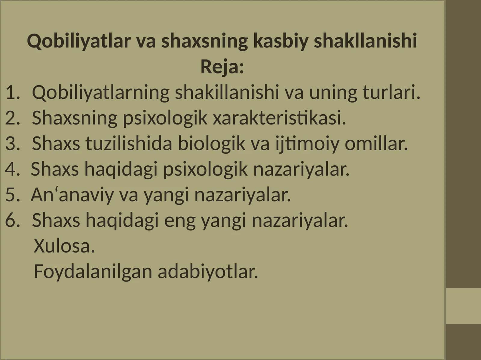 Qobiliyatlar va shaxsning kasbiy shakllanishi 1