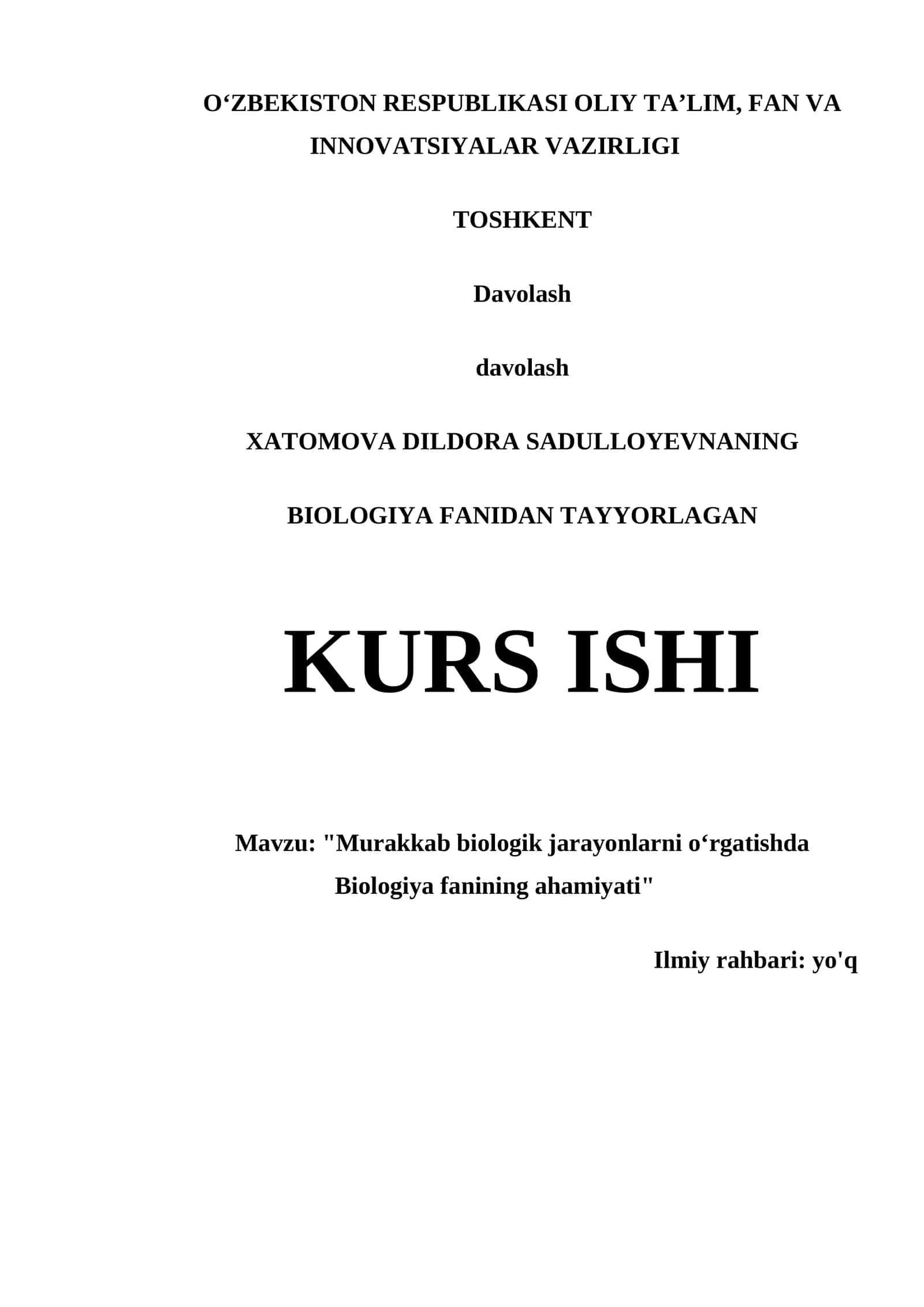 "Murakkab biologik jarayonlarni o‘rgatishda Biologiya fanining ahamiyati" 1