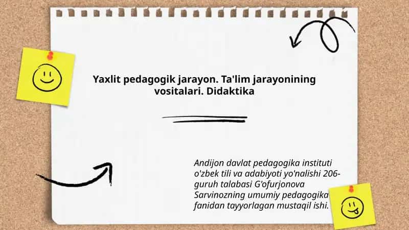 Umumiy pedagogika fanidan tayyorlagan mustaqil ishi 1