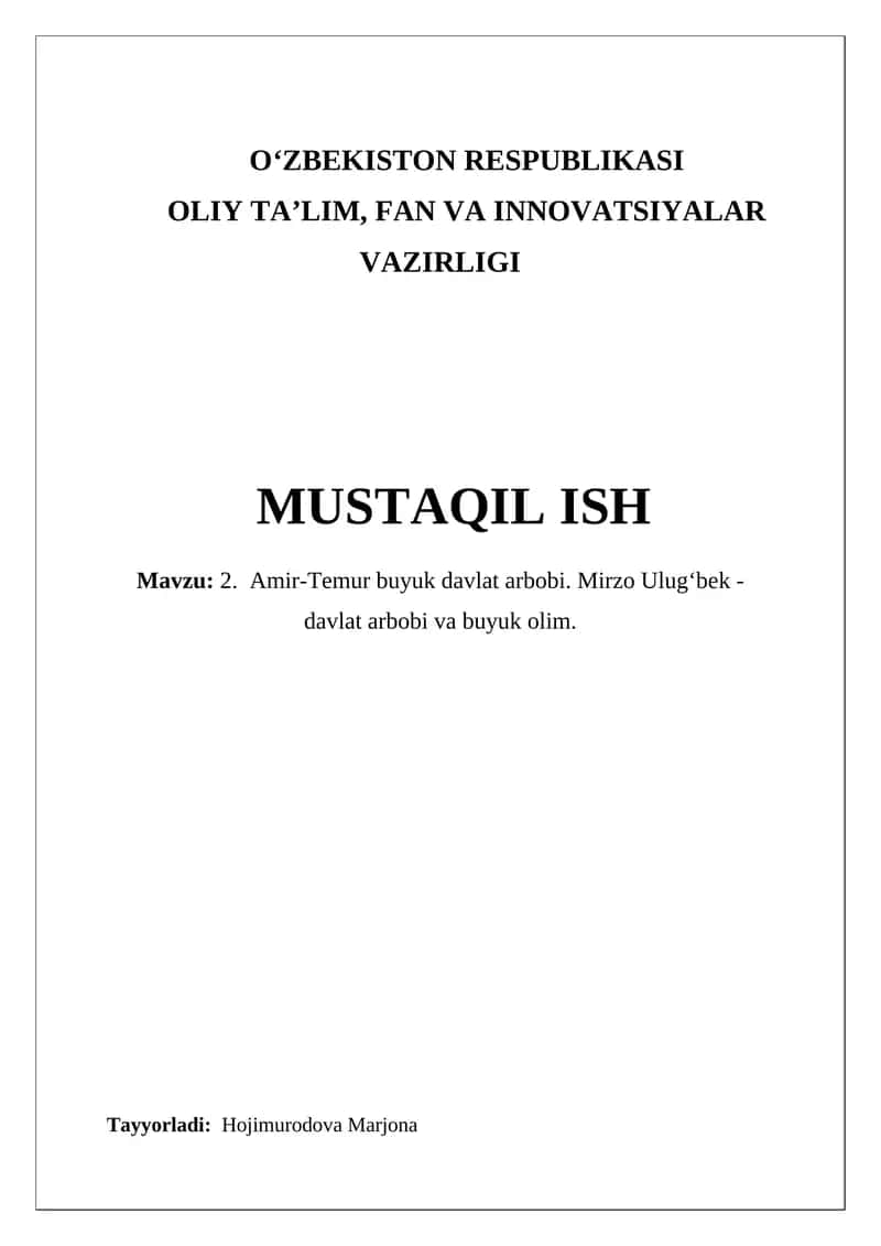 2. Amir-Temur buyuk davlat arbobi. Mirzo Ulug‘bek - davlat arbobi va buyuk olim 1