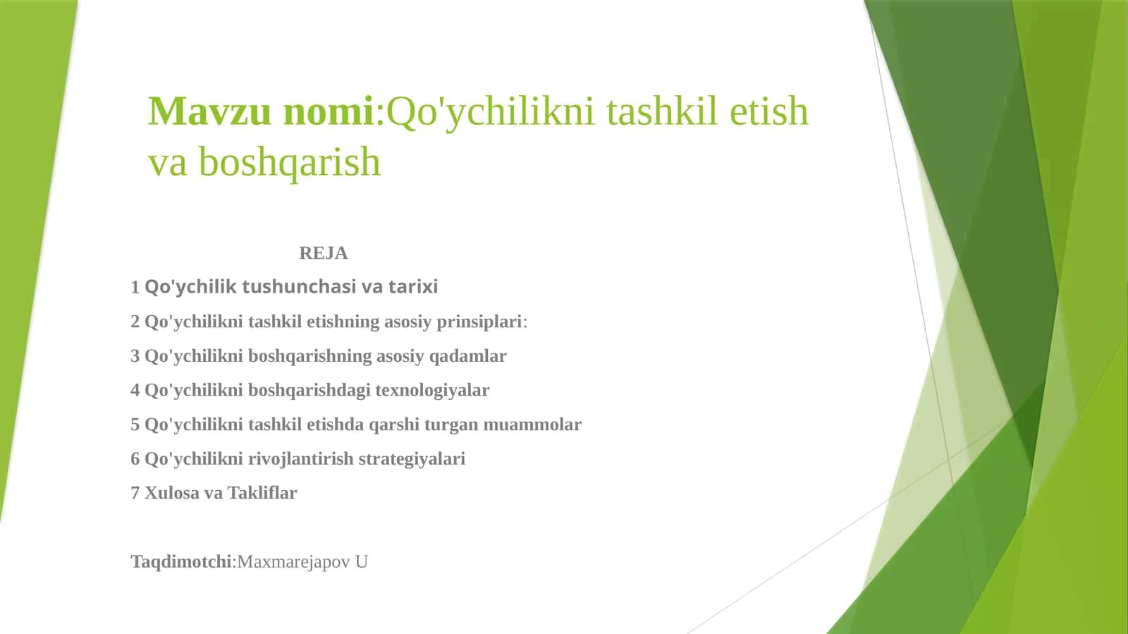 Qo'ychilikni tashkil etish va boshqarish 1