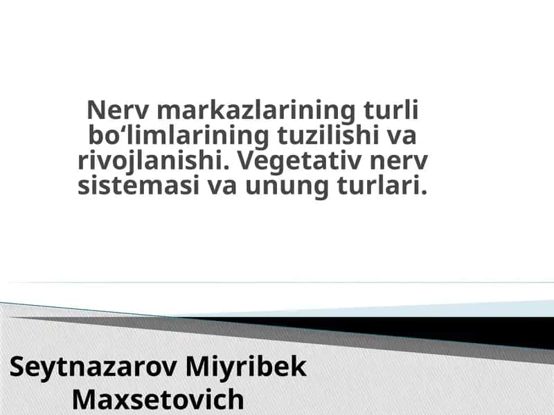 Nervmarkazlarning turli bo‘limlari 1