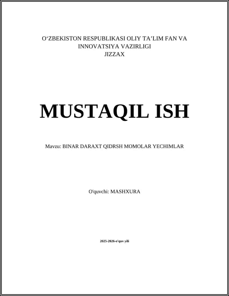 BINAR DARAXT QIDRSH MOMOLAR YECHIMLAR 1