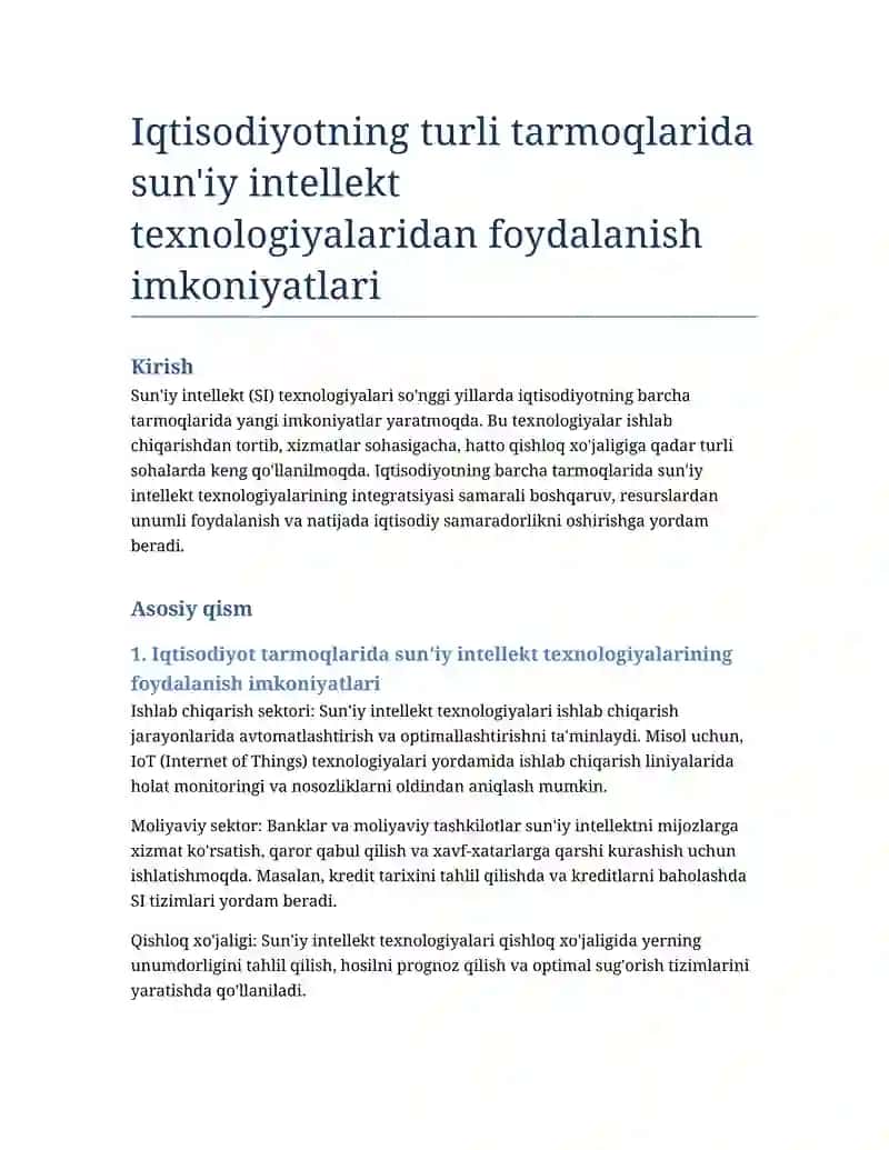 Sun'iy Intellekt Texnologiyalari
