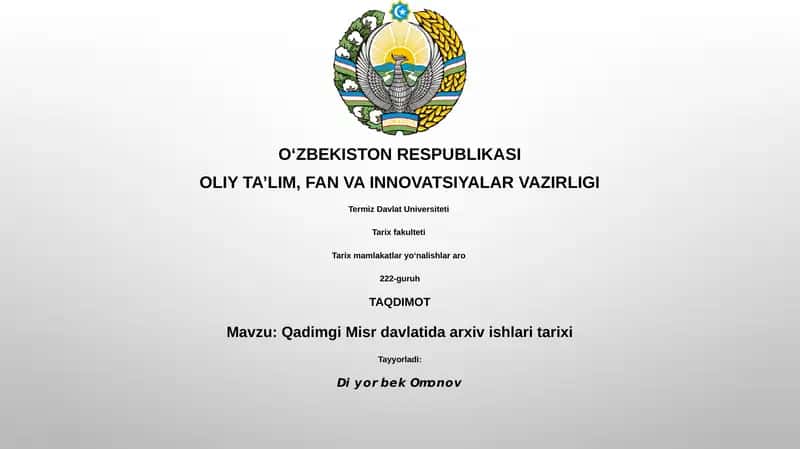 Qadimgi Misr davlatida arxiv ishlari tarixi 1
