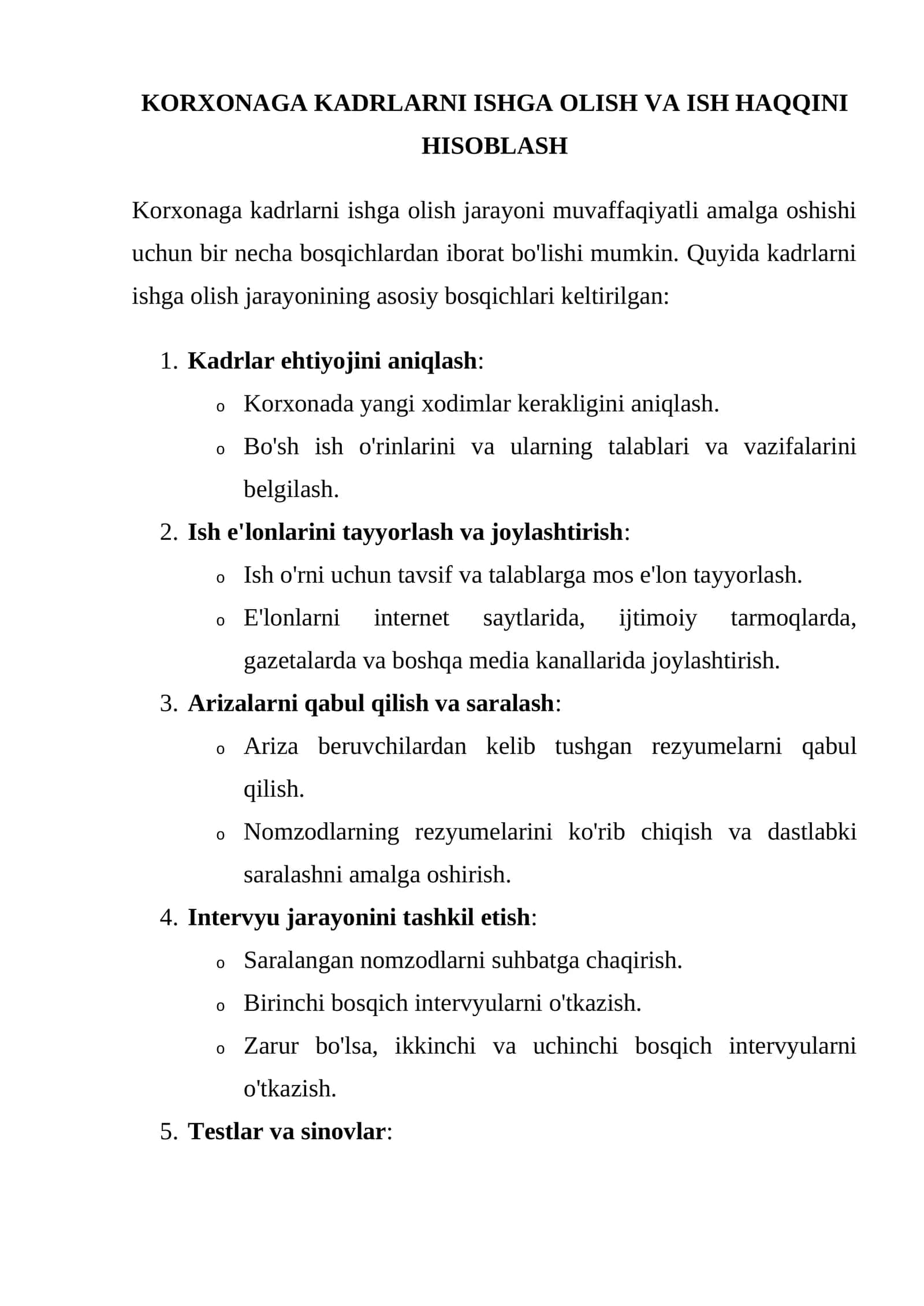 KORXONAGA KADRLARNI ISHGA OLISH VA ISH HAQQINI HISOBLASH 1