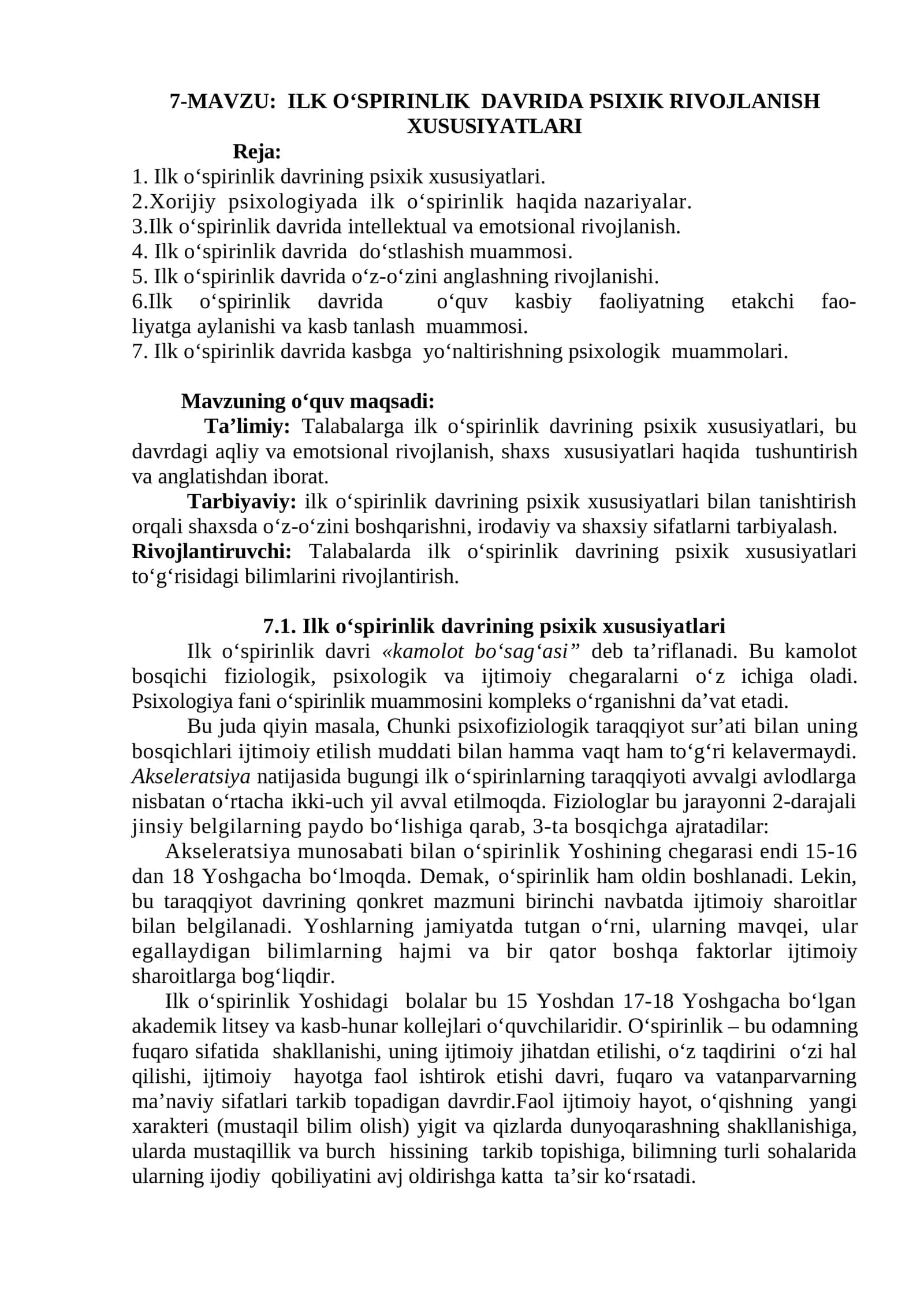 ILK O‘SPIRINLIK DAVRIDA PSIXIK RIVOJLANISH XUSUSIYATLARI 1