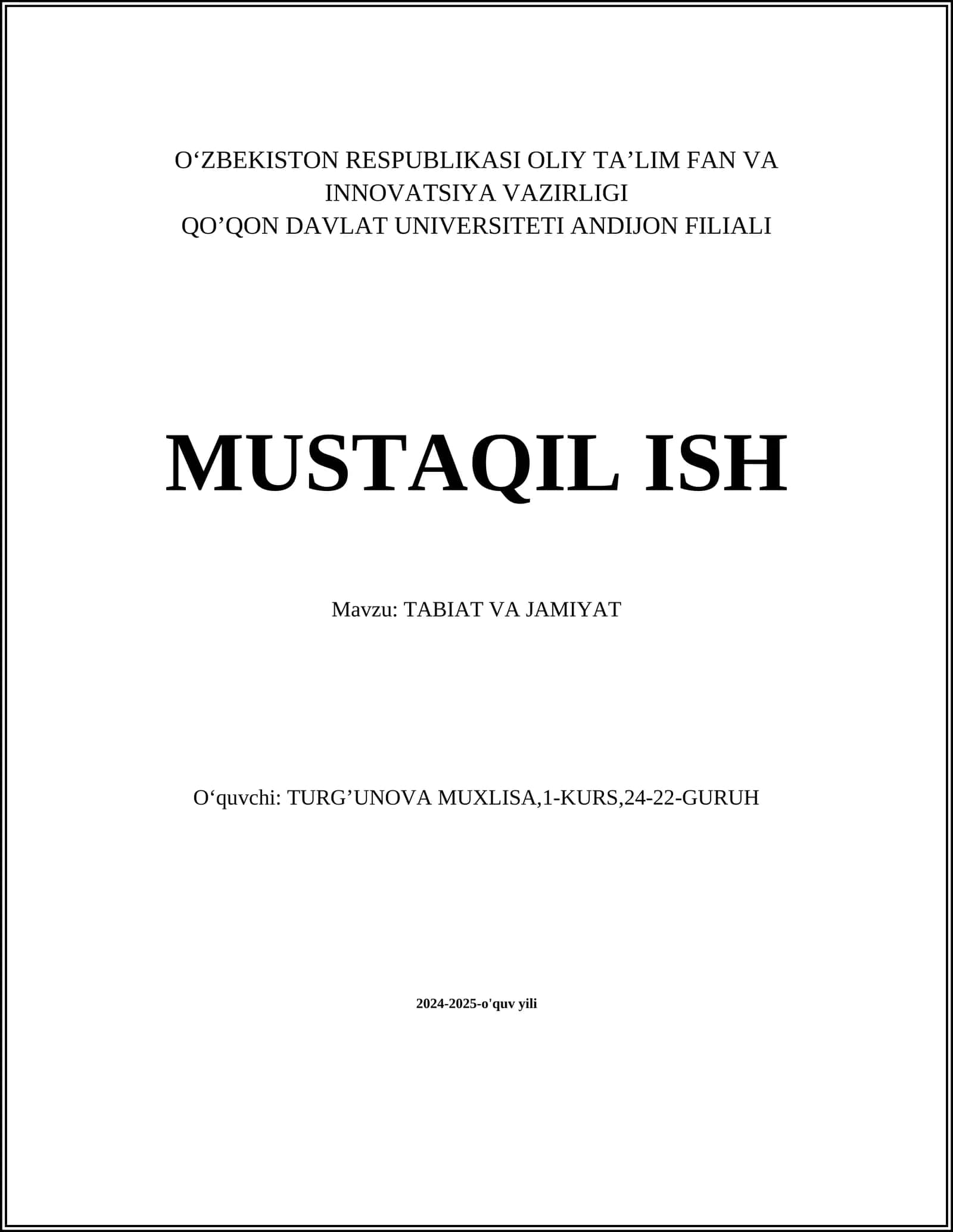 TABIAT VA JAMIYAT 1
