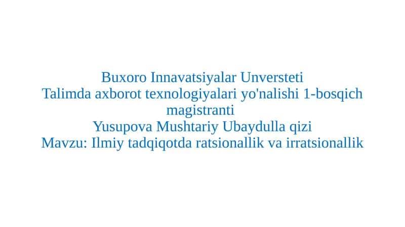 Ilmiytadqiqot daratsionallik va irratsionallik 1