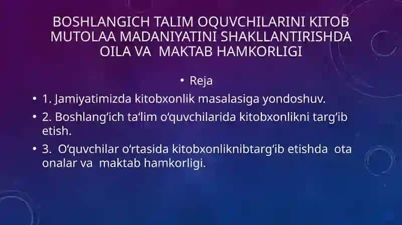 Kitobxonlik va oila hamkorligi