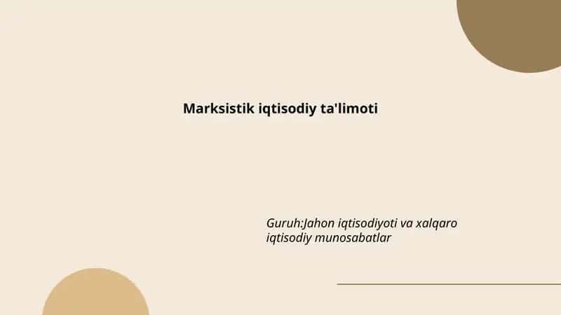 Marksistik iqtisodiy ta'limoti 1
