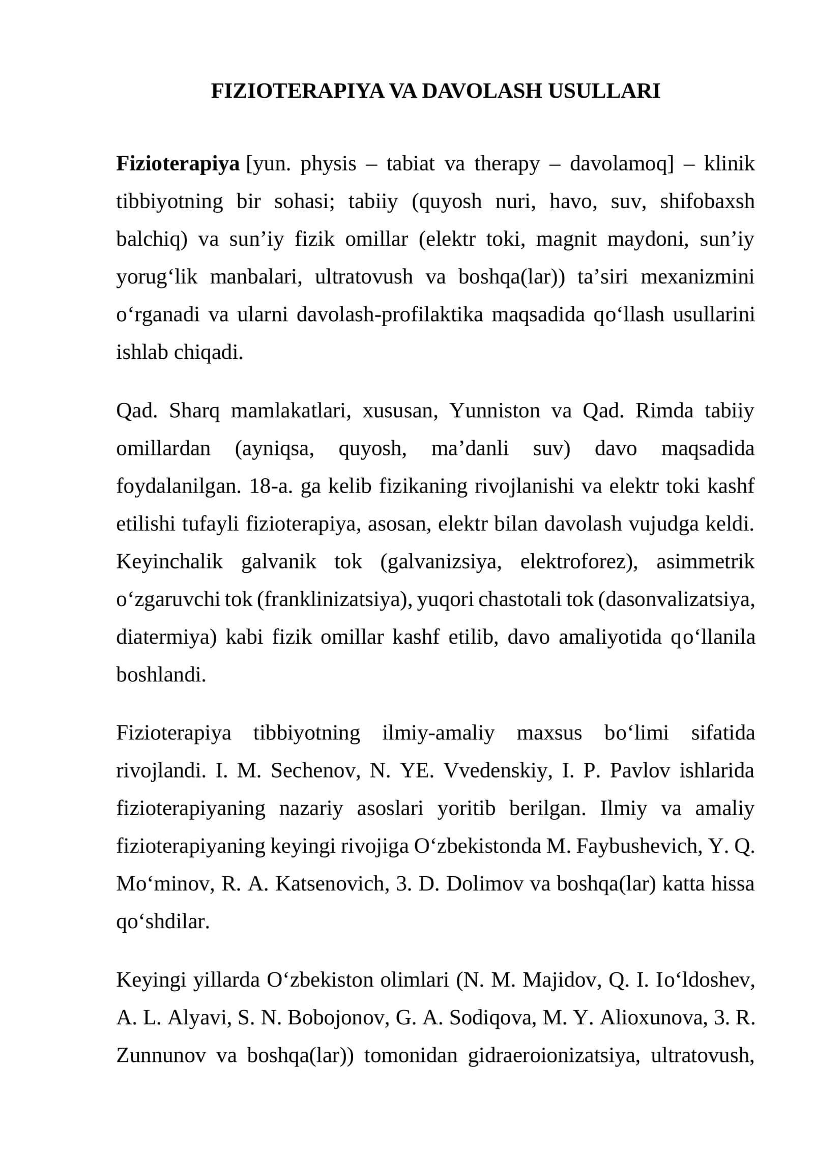 FIZIOTERAPIYA VA DAVOLASH USULLARI 1