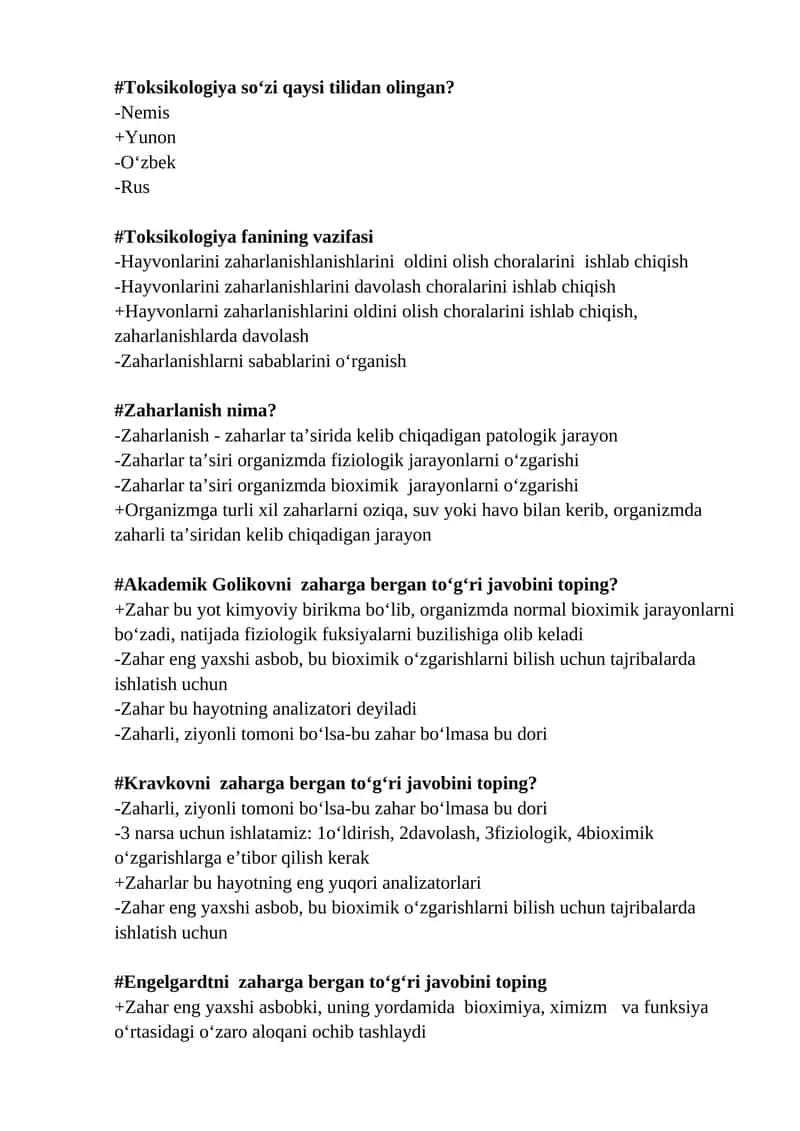 Toksikologiya fanining vazifasi 1