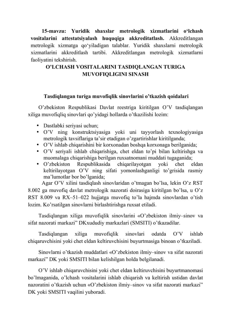 Metrologik xizmatlarini akkreditlash va attestatsiyalash 1