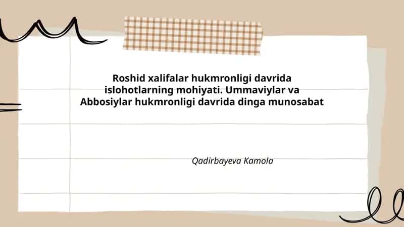 Rashid xalifalar davrida islohotlar 1