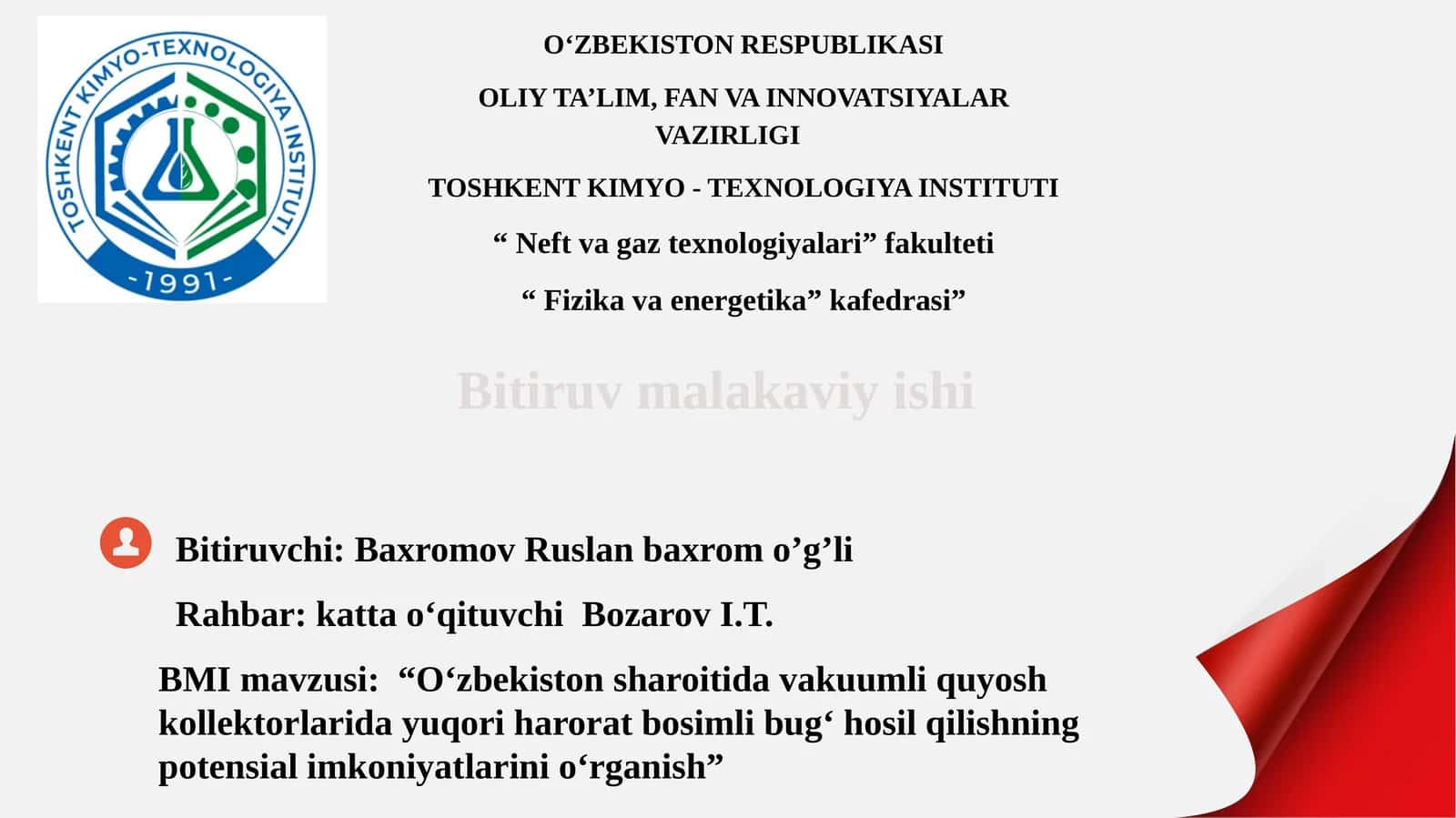 O‘zbekiston sharoitida vakuumli quyosh kollektorlarida yuqori harorat bosimli bug‘ hosil qilishning potensial imkoniyatlarini o‘rganish 1
