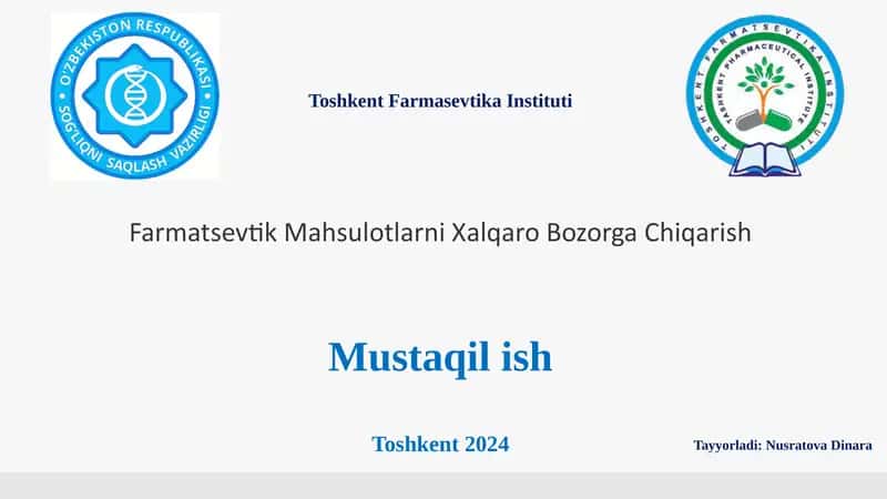 Farmatsevtik Mahsulotlarni Xalqaro Bozorga Chiqarish 1