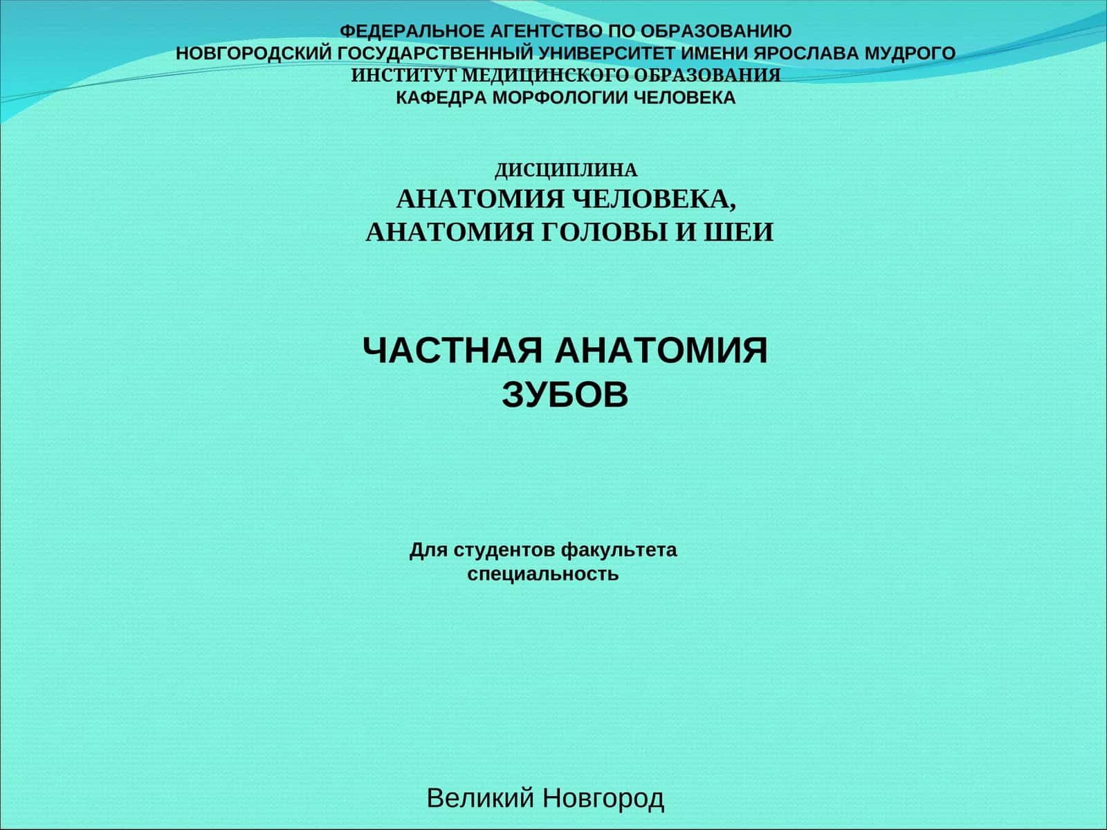 ЧАСТНАЯ АНАТОМИЯ ЗУБОВ 1