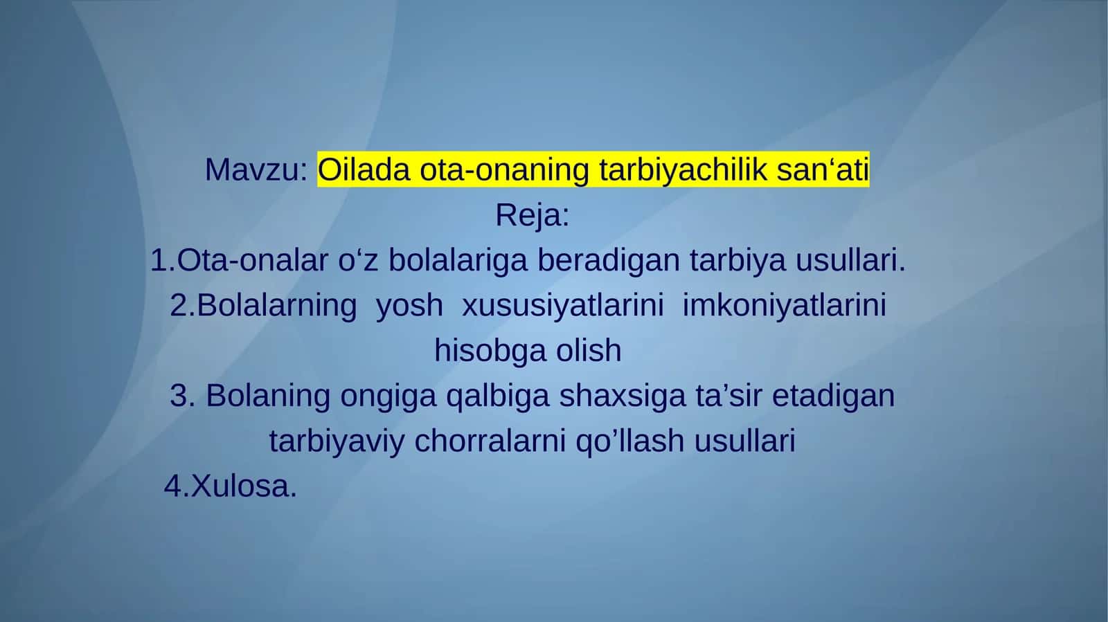 Oiladaota-onaningtarbiyachiliksan‘ati 1