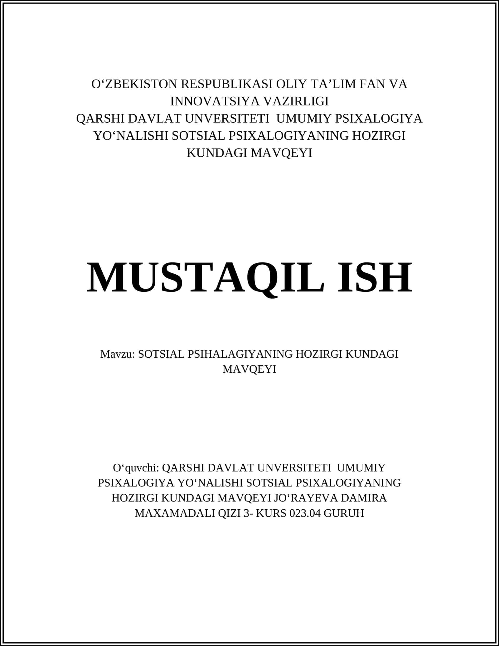 Sotsial Psixologiyada Sotsial Ta'sir va Shaxsiy Qaror Qabul Qilish 1