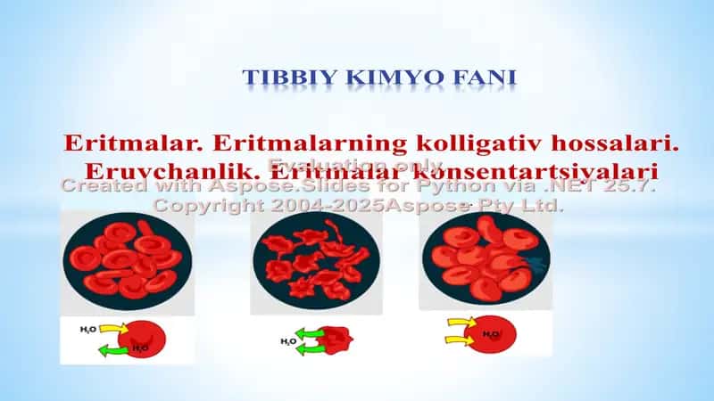 Eritmalar. Eritmalarning kolligativ hossalari. Eruvchanlik. Eritmalar konsentartsiyalari 1