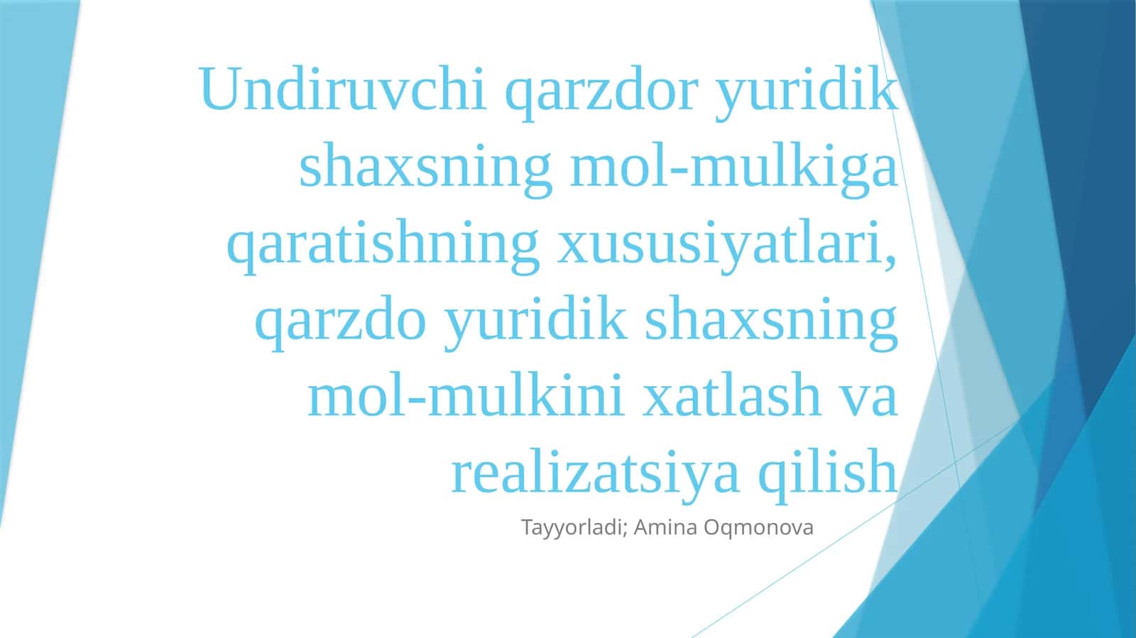 Undiruvchi qarzdor yuridik shaxsning mol-mulkiga qaratishning xususiyatlari, qarzdor yuridik shaxsning mol-mulkini xatlash va realizatsiya qilish 1