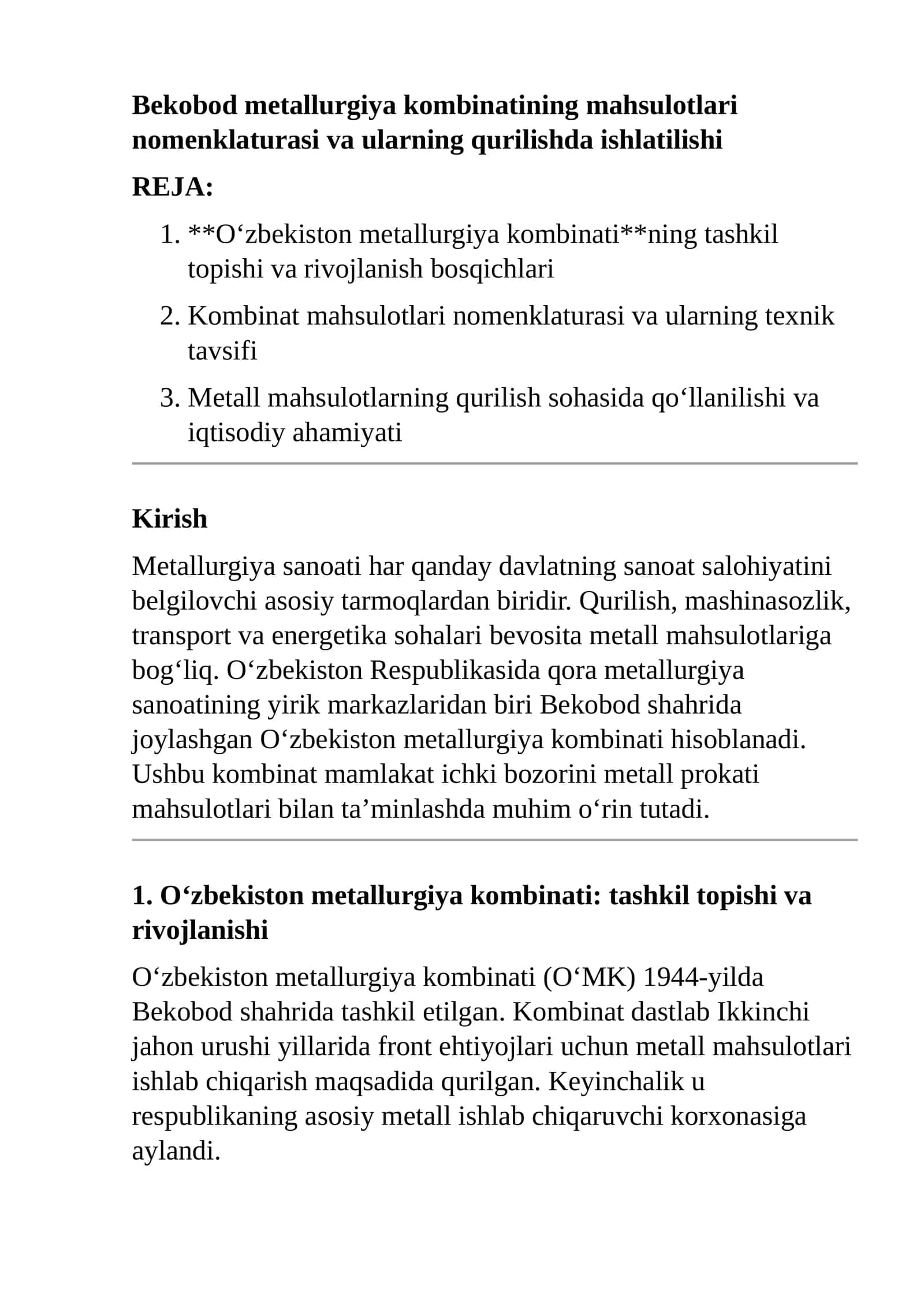O'zbekiston metallurgiya kombinati 1