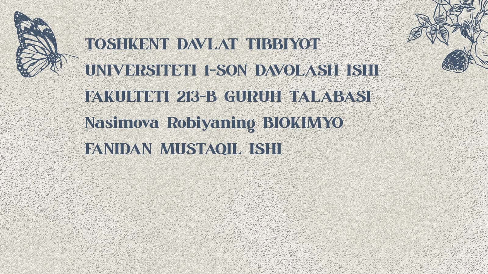 BIOKIMYO FANIDAN MUSTAQIL ISHI MAVZU: ETANOL METABOLIZMI. ALDG FERMENTINING IZOFORMALARI 1