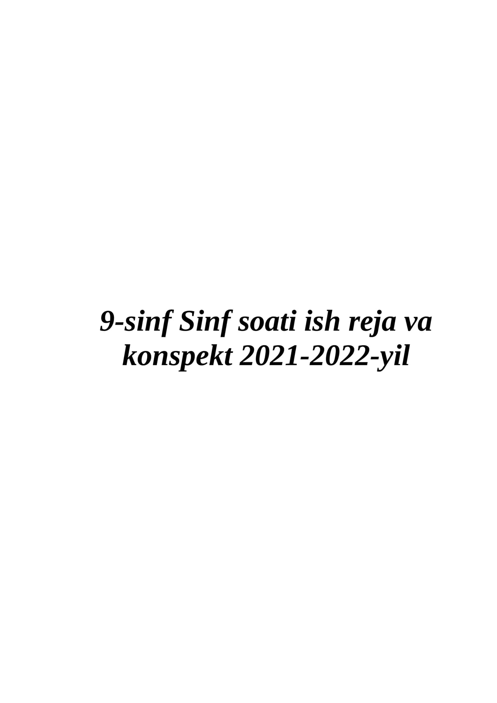 9-sinf (Sinf soati) Tarbiyaviy soat konspekti 1