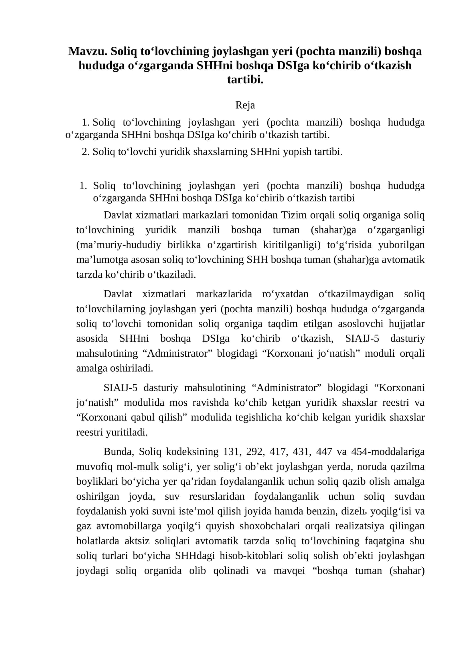 Soliq to‘lovchi yuridik shaxslarning SHHni yopish tartibi 1