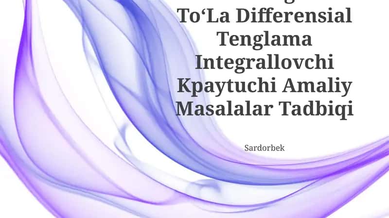 Bernulli Tenglamasi 1