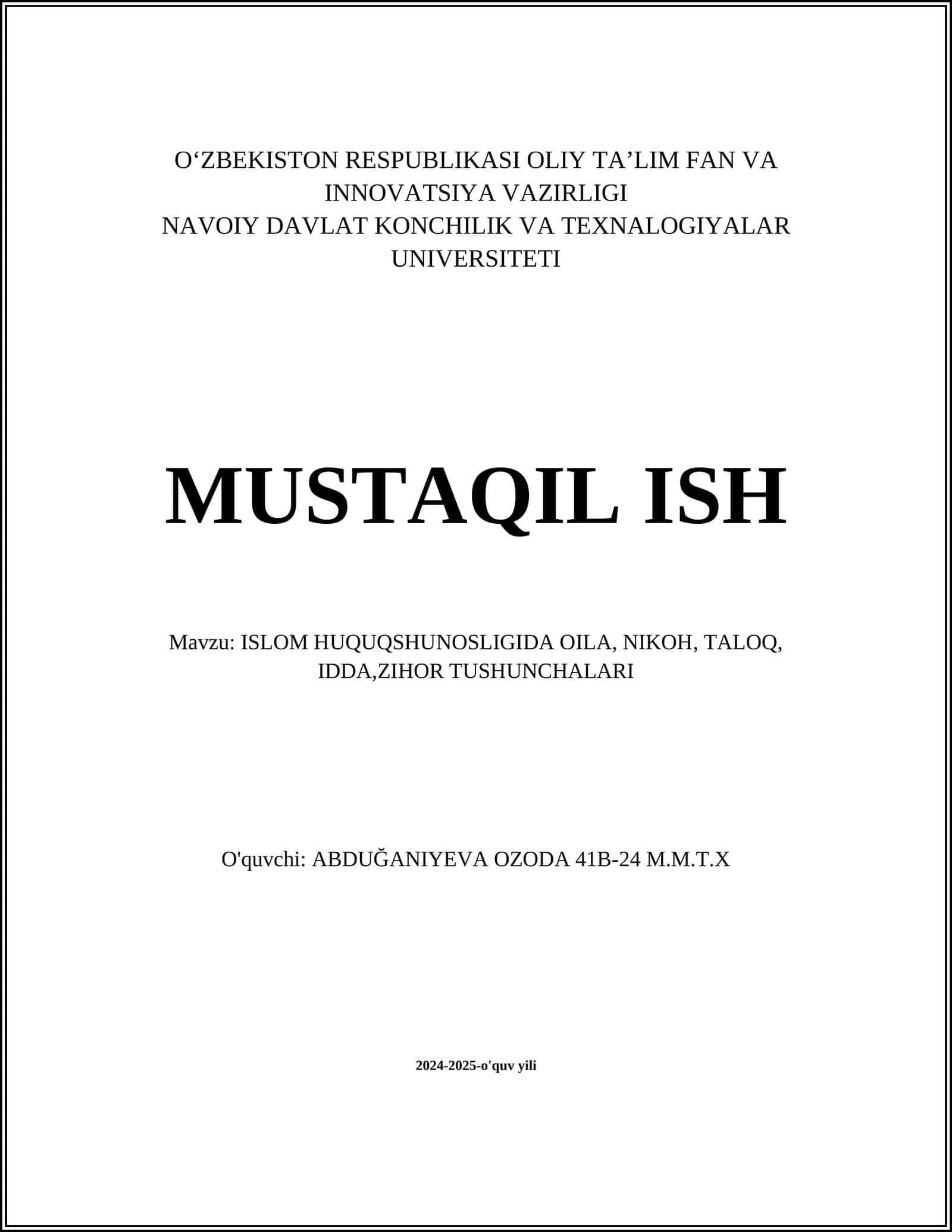 Oila tushunchasi va uning huquqiy asoslari 1