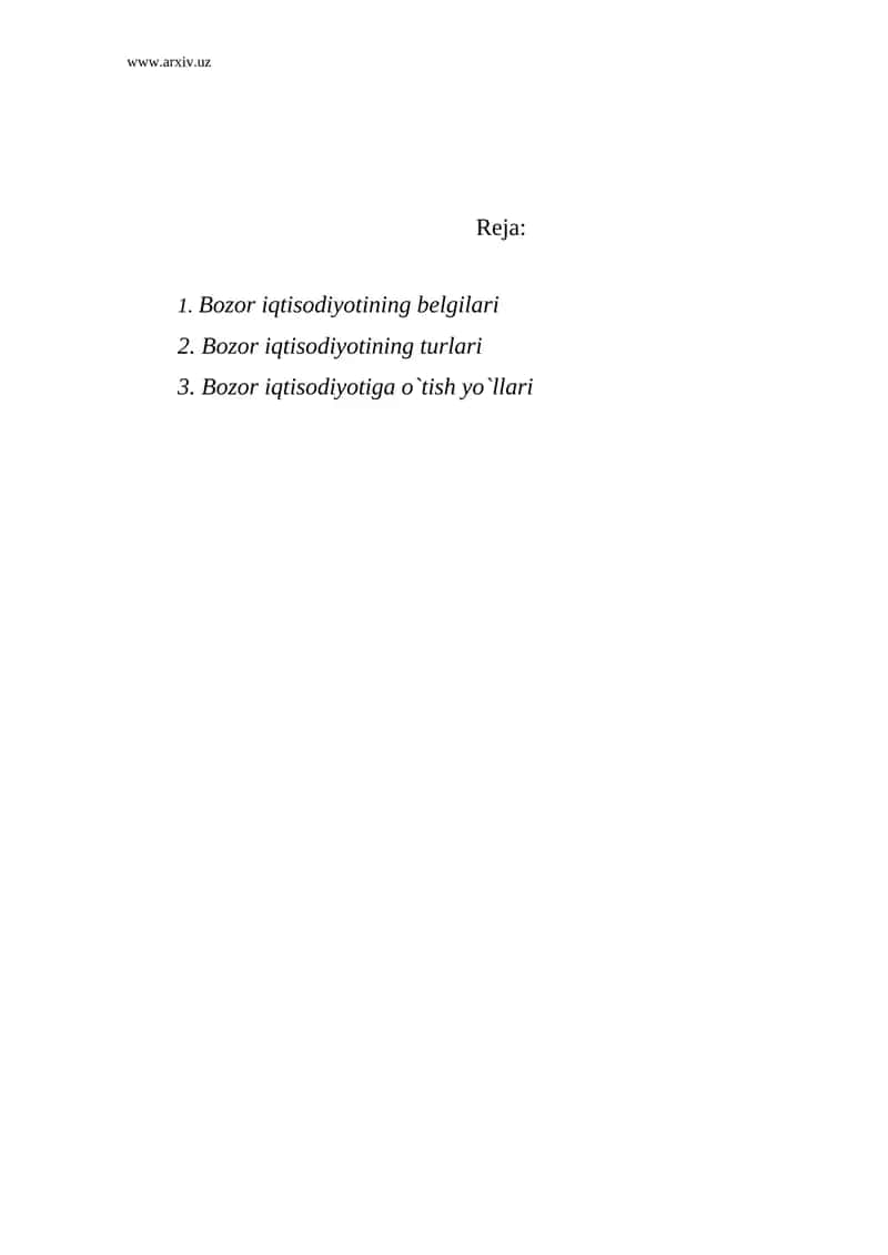 Bozor iqtisodiyoti belgilari 1