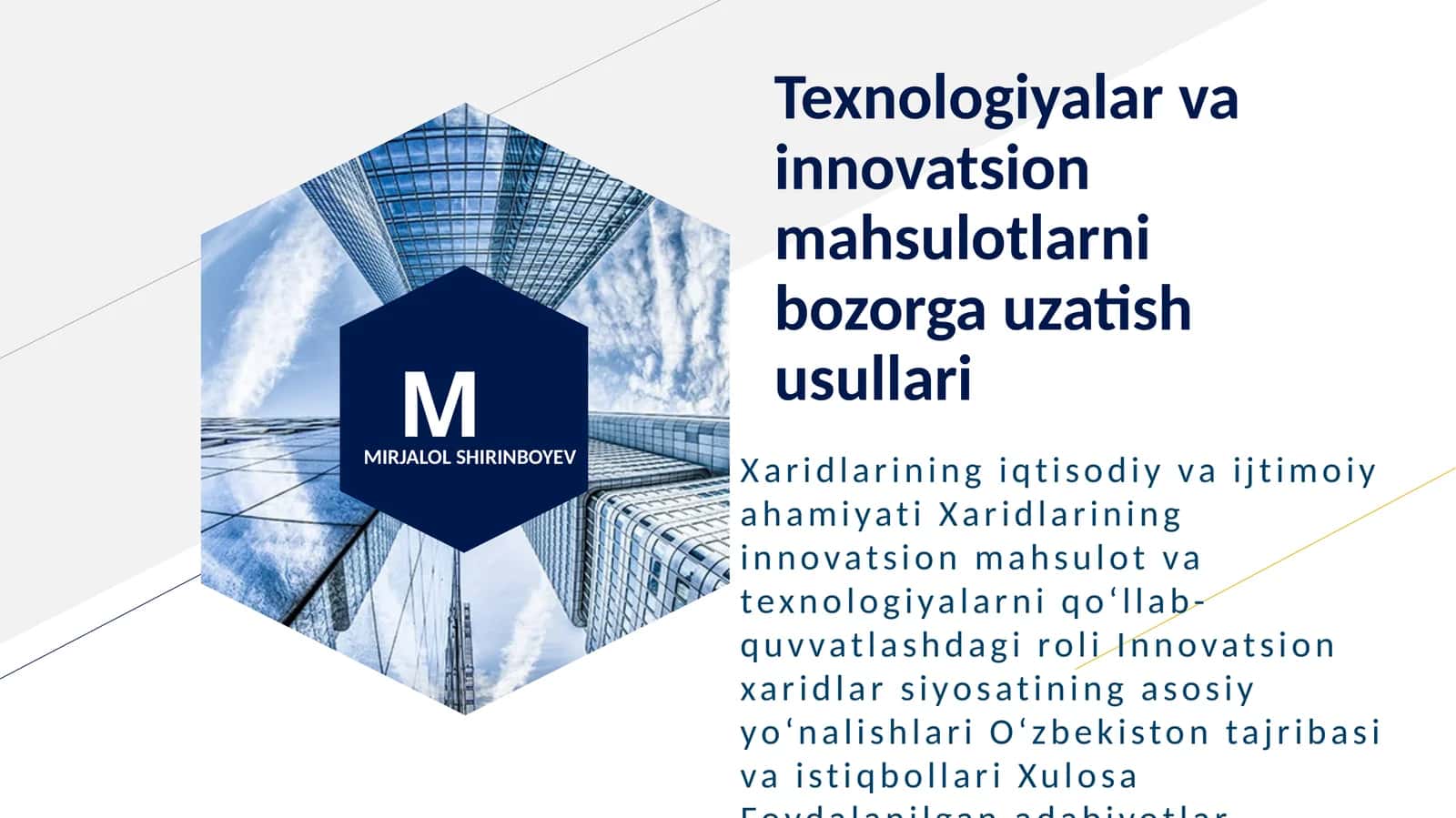 Texnologiyalar va innovatsion mahsulotlarni bozorga uzatish usullari 1