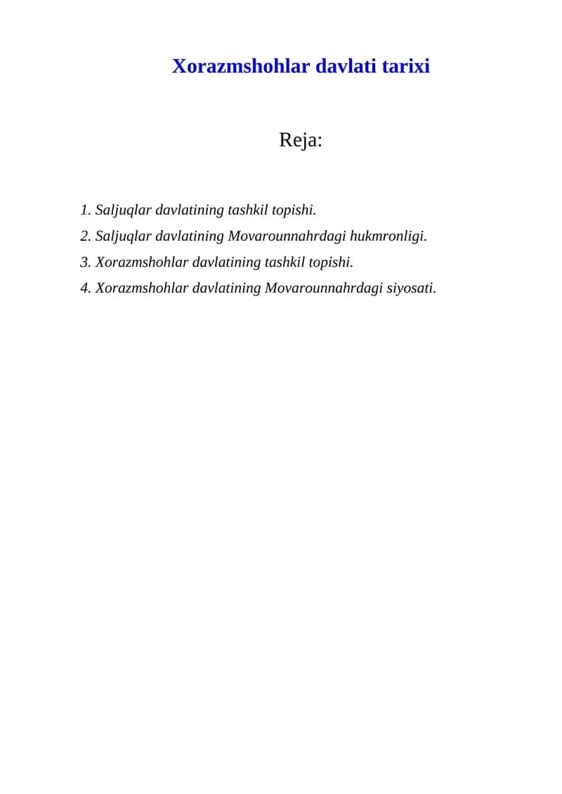 Xorazmshohlar davlati tarixi 1