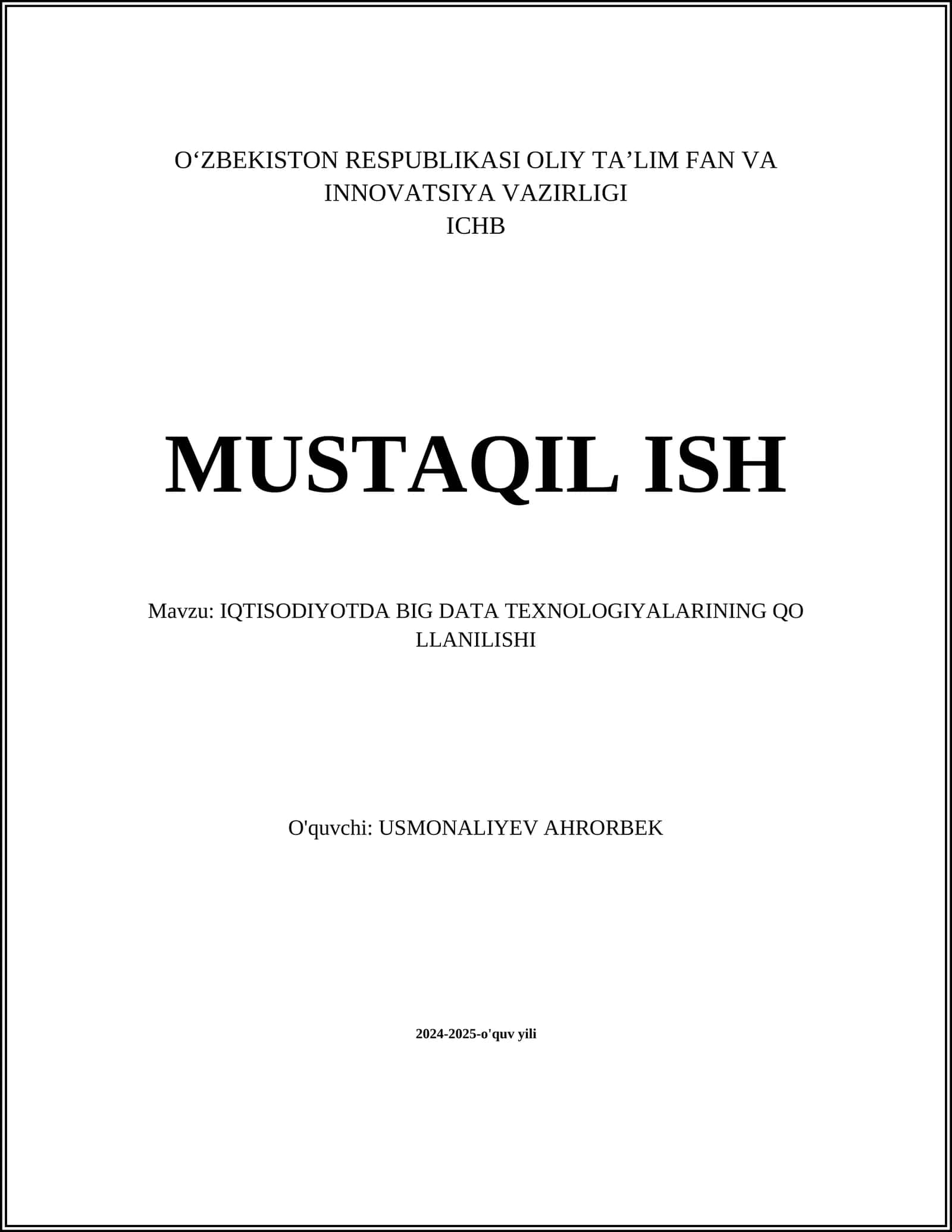 IQTISODIYOTDA BIG DATA TEXNOLOGIYALARINING QO LLANILISHI 1