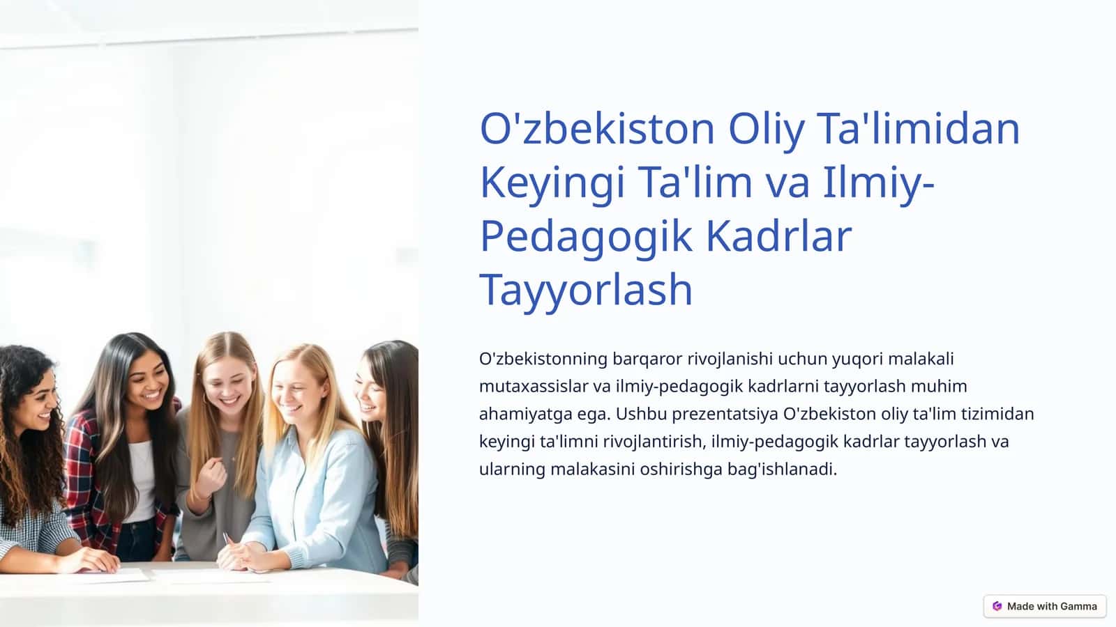 O'zbekiston Oliy Ta'limidan Keyingi Ta'lim va Ilmiy-Pedagogik Kadrlar Tayyorlash 1