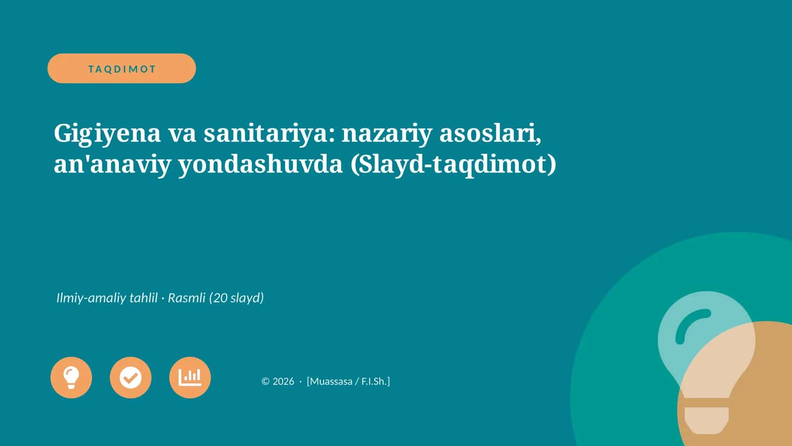 Gigiyena va sanitariya: nazariy asoslari, an'anaviy yondashuvda (Slayd-taqdimot) 1