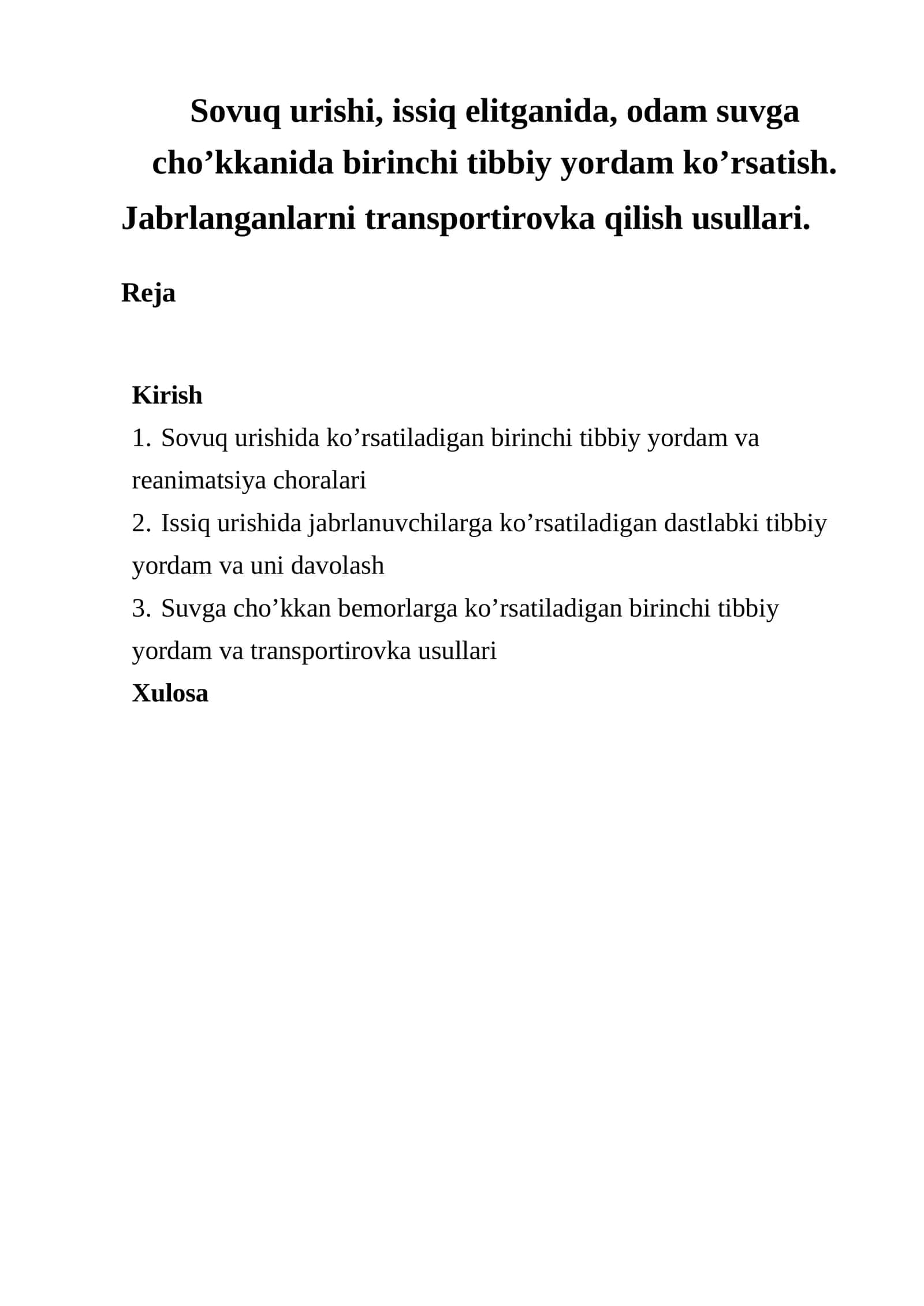 Foydalanilgan adabiyotlar ro’yxati 1